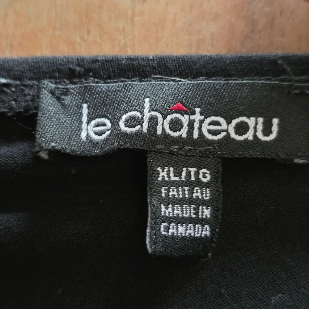 Le Chateau Black Sleeveless Sweatheart Neck Top, Silver Beaded Accents,Size XL - Picture 7 of 12